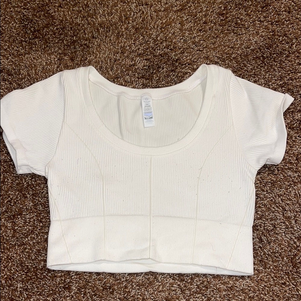 Aerie Cream Cap Sleeve Bustier Crop Top